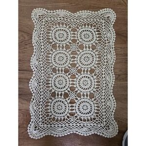Vintage Handmade Crochet Lace Doily Cream Table Accent Decorative Home Decor